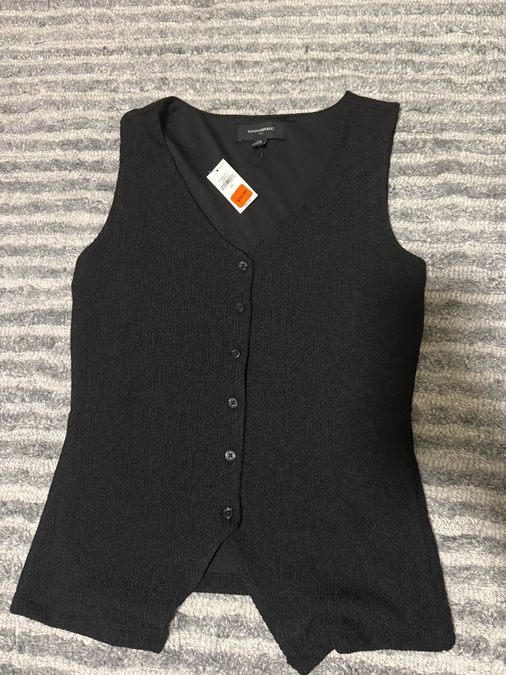 Banana Republic Black Sleeveless Button-Front Knit Shell
